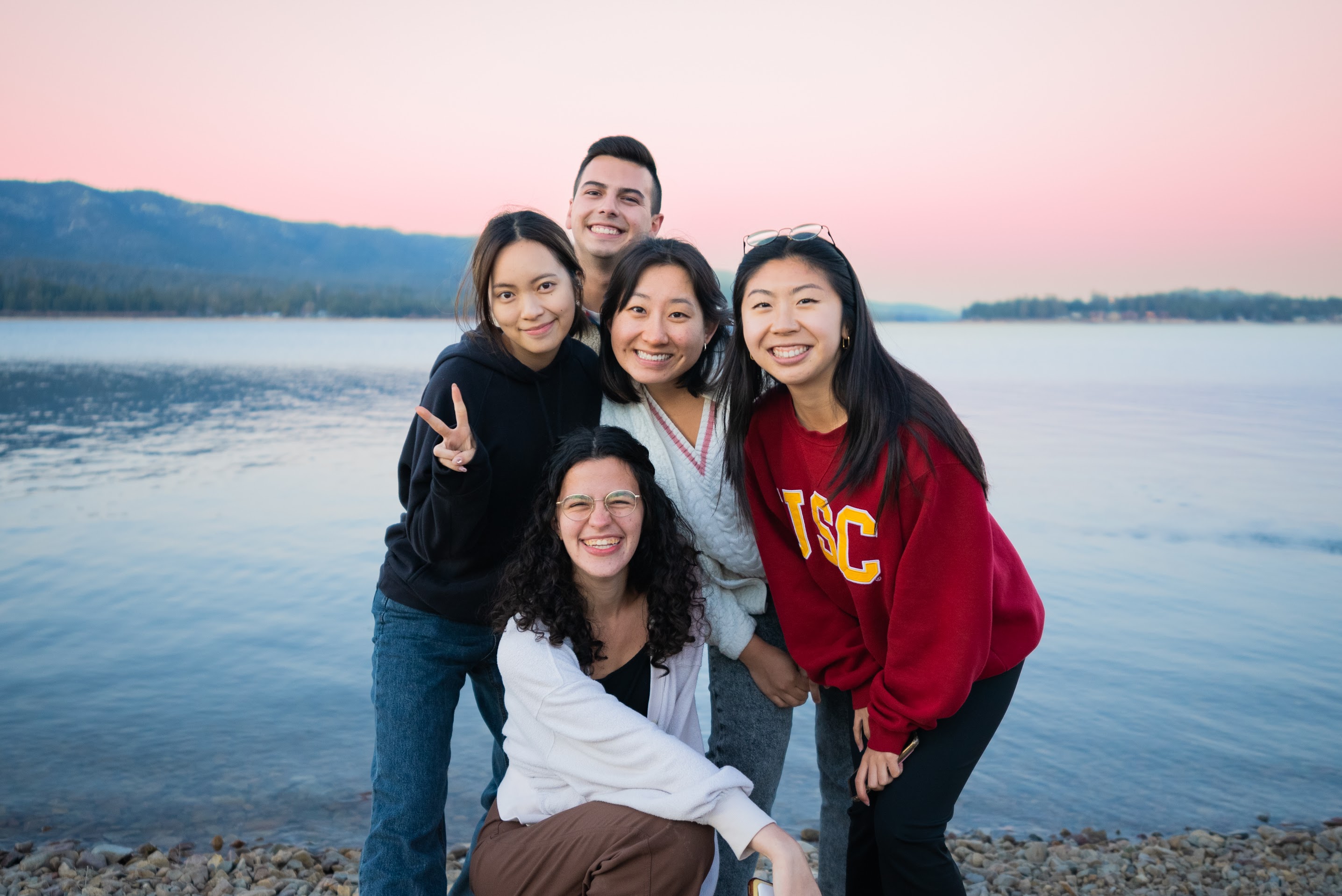 5 college students at Big Bear Lake